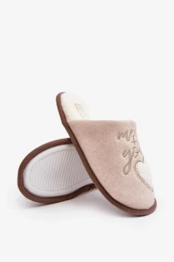 Kapcie Klasyczne>Boto Damskie Klasyczne Kapcie Wsuwane Ocieplane Beżowe Mabira Beżowy