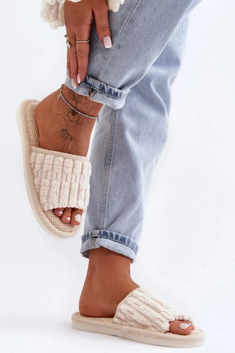 Kapcie Klasyczne>Boto Damskie Klasyczne Kapcie Beżowe Rirovi