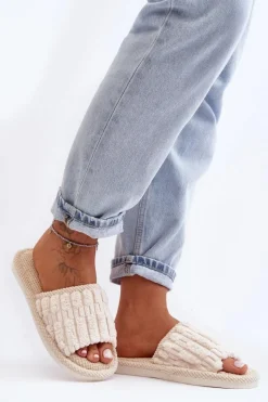 Kapcie Klasyczne>Boto Damskie Klasyczne Kapcie Beżowe Rirovi