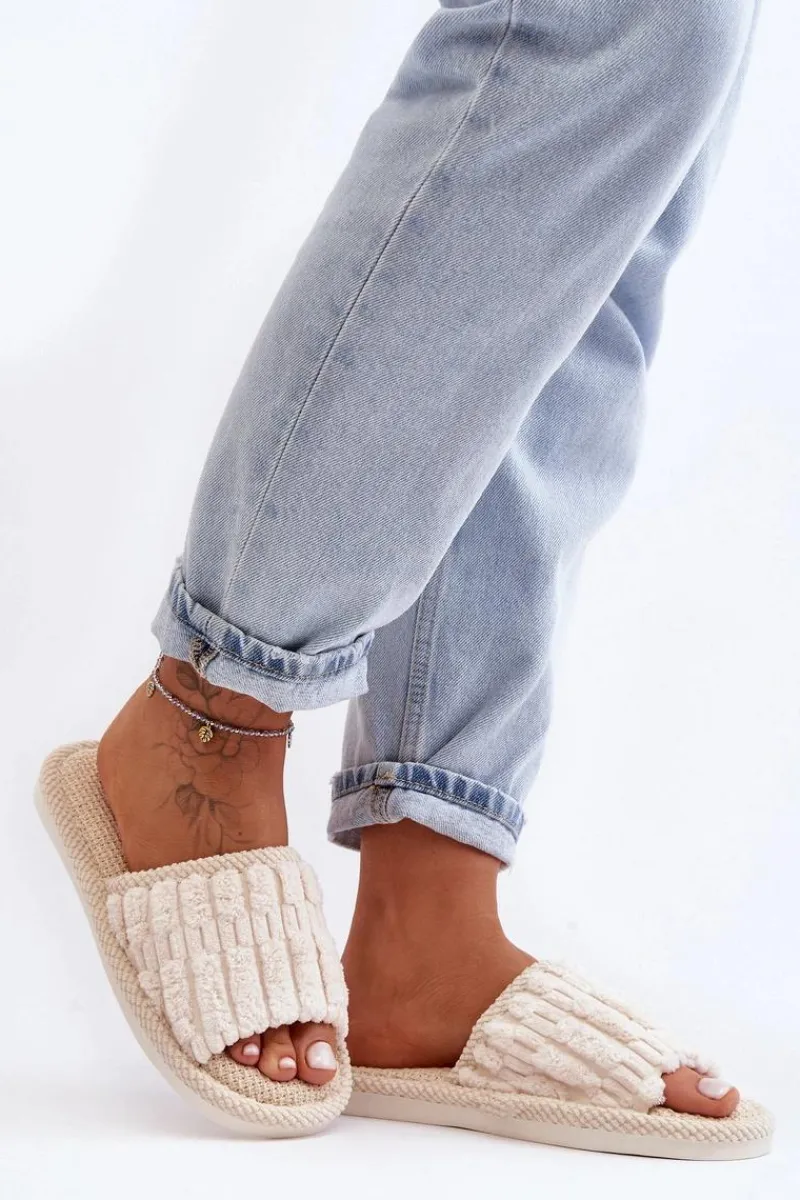 Kapcie Klasyczne>Boto Damskie Klasyczne Kapcie Beżowe Rirovi