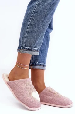 Online Boto Damskie Klasyczne Kapcie Wsuwane Ocieplane Różowe Mabira Różowy