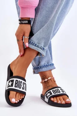 Sale Damskie Klasyczne Klapki Big Star LL274739 Czarne Damskie Klapki Sportowe|Klapki Damskie Big Star
