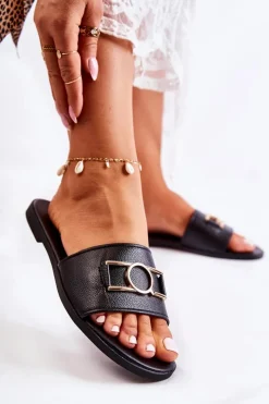 Online Evento Damskie Klasyczne Klapki Z Ozdobą Czarne Sherri