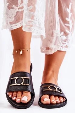 Online Evento Damskie Klasyczne Klapki Z Ozdobą Czarne Sherri