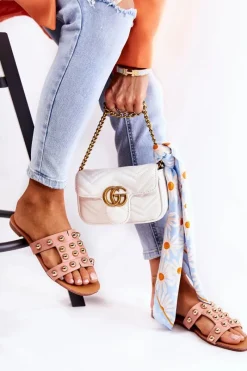 Clearance Boto Damskie Klasyczne Klapki Z Ozdobami Różowe Scotlyn