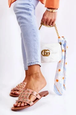 Clearance Boto Damskie Klasyczne Klapki Z Ozdobami Różowe Scotlyn