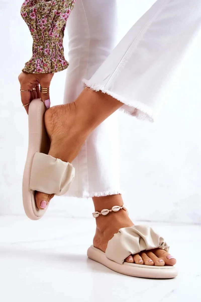 Sale Damskie buty S.Barski Damskie Klasyczne Klapki Beżowe Feline