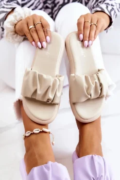 Sale Damskie buty S.Barski Damskie Klasyczne Klapki Beżowe Feline