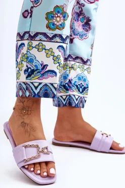 Damskie Klasyczne Klapki Z Ozdobą Fioletowe Impressive Damskie Klapki Damskie Klasyczne