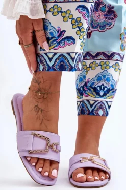 Damskie Klasyczne Klapki Z Ozdobą Fioletowe Impressive Damskie Klapki Damskie Klasyczne