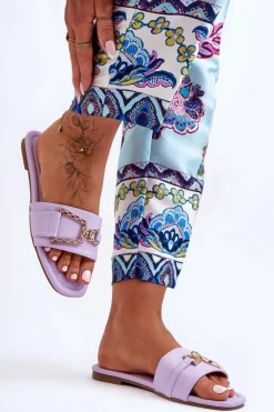 Damskie Klasyczne Klapki Z Ozdobą Fioletowe Impressive Damskie Klapki Damskie Klasyczne