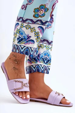 Damskie Klasyczne Klapki Z Ozdobą Fioletowe Impressive Damskie Klapki Damskie Klasyczne