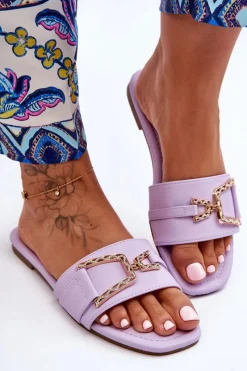 Damskie Klasyczne Klapki Z Ozdobą Fioletowe Impressive Damskie Klapki Damskie Klasyczne