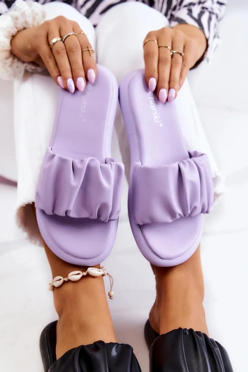 Klapki Damskie Klasyczne>Damskie buty S.Barski Damskie Klasyczne Klapki Fioletowe Feline Fioletowy