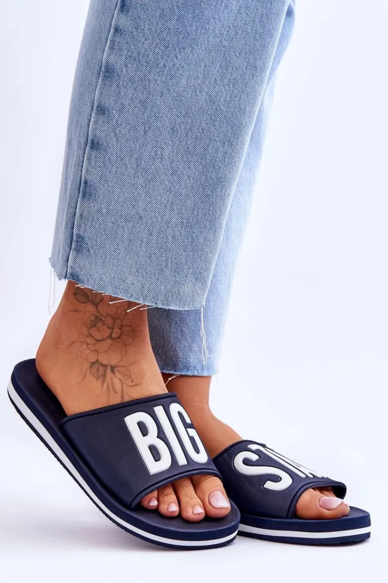 New Big Star Shoes Damskie Klasyczne Klapki Big Star JJ274A323 Granatowe