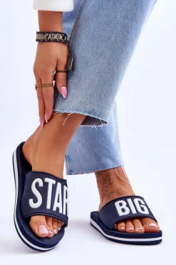New Big Star Shoes Damskie Klasyczne Klapki Big Star JJ274A323 Granatowe