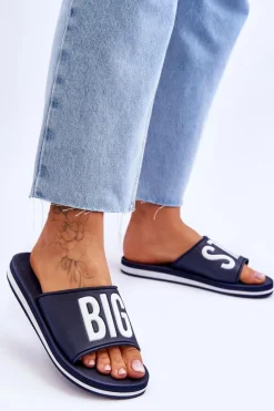 New Big Star Shoes Damskie Klasyczne Klapki Big Star JJ274A323 Granatowe