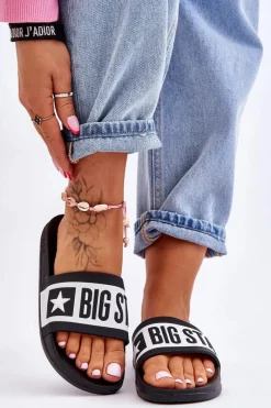 Clearance Damskie Klasyczne Klapki Big Star LL274739 Czarne Damskie Klapki Sportowe|Klapki Damskie Big Star