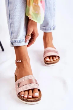 Klapki Damskie Klasyczne>INBLU Damskie Klasyczne Klapki NM000025 Różowe