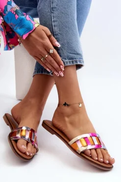Damskie Klasyczne Klapki Na Płaskim Obcasie Multikolor Namrita Damskie Klapki Damskie Klasyczne