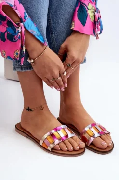 Damskie Klasyczne Klapki Na Płaskim Obcasie Multikolor Namrita Damskie Klapki Damskie Klasyczne