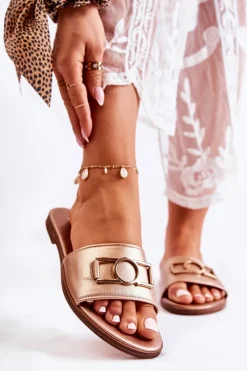 Sale Evento Damskie Klasyczne Klapki Z Ozdobą Złote Sherri