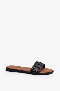 Klapki Damskie Klasyczne>Boto Damskie Klasyczne Klapki Na Płaskim Obcasie Czarne Namrita