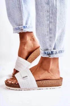 Discount Damskie Klasyczne Klapki NM000025 Białe Damskie Klapki Damskie Klasyczne