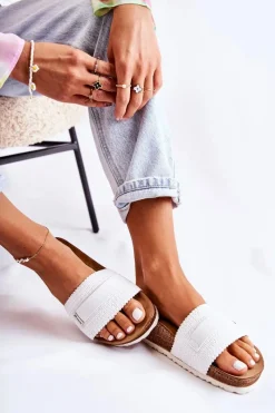 Discount Damskie Klasyczne Klapki NM000025 Białe Damskie Klapki Damskie Klasyczne