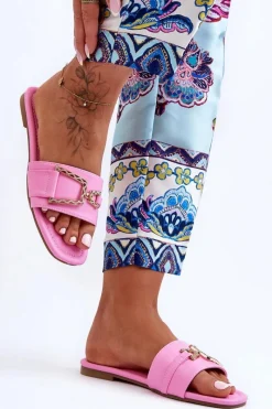 Klapki Damskie Klasyczne>Boto Damskie Klasyczne Klapki Z Ozdobą Różowe Impressive