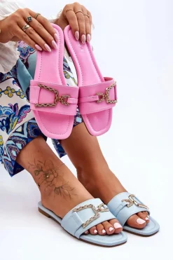 Klapki Damskie Klasyczne>Boto Damskie Klasyczne Klapki Z Ozdobą Różowe Impressive