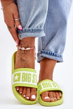 Klapki Sportowe|Klapki Damskie Big Star>Big Star Shoes Damskie Klasyczne Klapki Big Star LL274742 Limonkowe