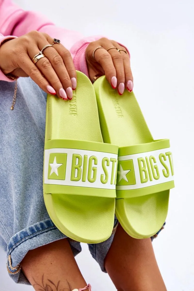 Klapki Sportowe|Klapki Damskie Big Star>Big Star Shoes Damskie Klasyczne Klapki Big Star LL274742 Limonkowe