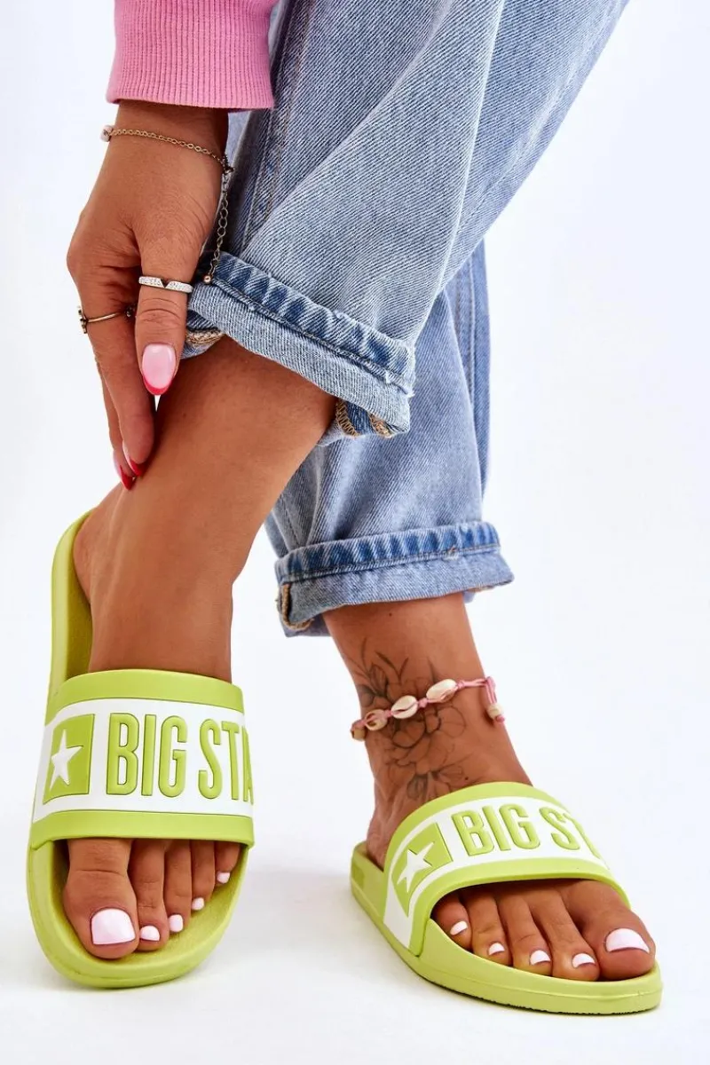 Klapki Sportowe|Klapki Damskie Big Star>Big Star Shoes Damskie Klasyczne Klapki Big Star LL274742 Limonkowe