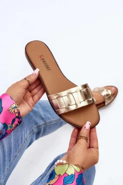 Clearance Boto Damskie Klasyczne Klapki Na Płaskim Obcasie Złote Namrita