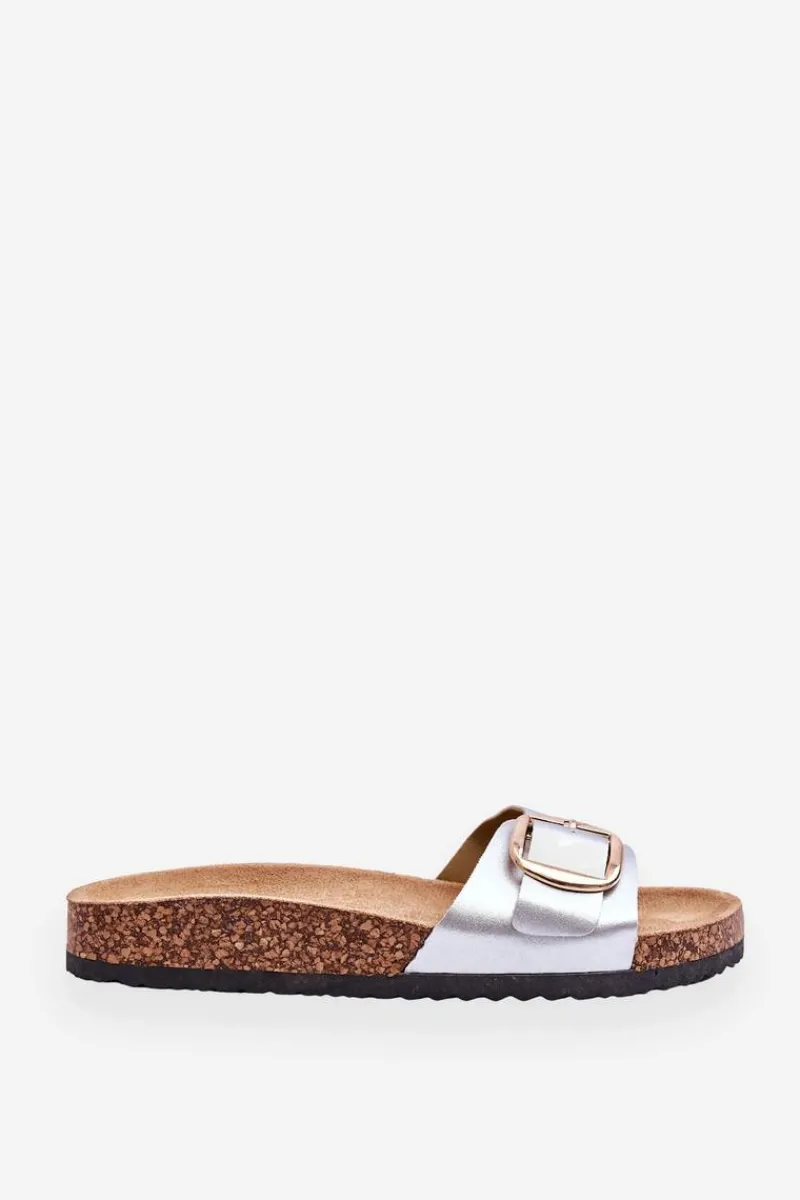Klapki Korkowe|Klapki Na Platformie>Boto Damskie Klasyczne Klapki Na Korkowej Platformie Srebrne Noa