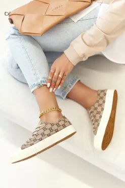 New Damskie Klasyczne Logowane Trampki Khaki Challenge Damskie Trampki Damskie Niskie