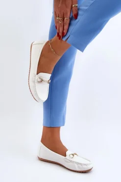 Best Damskie Klasyczne Mokasyny Z Ozdobą Białe Ainslee Damskie Mokasyny Damskie Skórzane