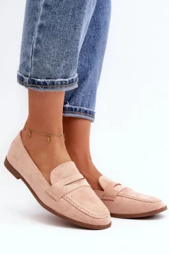 Loafersy Damskie|Mokasyny Damskie Zamszowe>Boto Damskie Klasyczne Mokasyny Różowe Olevin