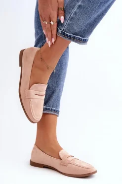 Loafersy Damskie|Mokasyny Damskie Zamszowe></noscript>Boto Damskie Klasyczne Mokasyny Różowe Olevin