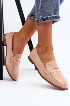 Loafersy Damskie|Mokasyny Damskie Zamszowe></noscript>Boto Damskie Klasyczne Mokasyny Różowe Olevin