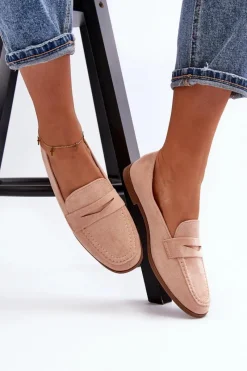 Loafersy Damskie|Mokasyny Damskie Zamszowe></noscript>Boto Damskie Klasyczne Mokasyny Różowe Olevin