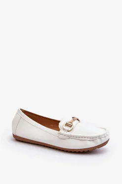 Best Boto Damskie Klasyczne Mokasyny Eko Skórzane Białe Demese