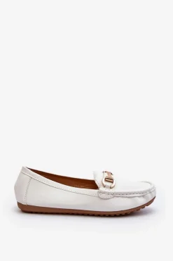 Best Boto Damskie Klasyczne Mokasyny Eko Skórzane Białe Demese