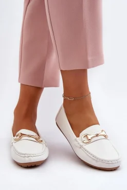 Best Boto Damskie Klasyczne Mokasyny Eko Skórzane Białe Demese