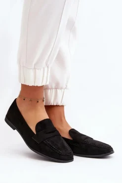 Damskie Klasyczne Mokasyny Czarne Olevin Damskie Loafersy Damskie|Mokasyny Damskie Zamszowe