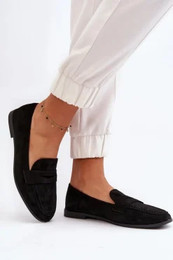 Damskie Klasyczne Mokasyny Czarne Olevin Damskie Loafersy Damskie|Mokasyny Damskie Zamszowe