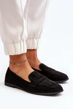 Damskie Klasyczne Mokasyny Czarne Olevin Damskie Loafersy Damskie|Mokasyny Damskie Zamszowe