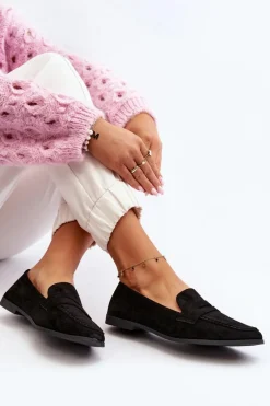 Damskie Klasyczne Mokasyny Czarne Olevin Damskie Loafersy Damskie|Mokasyny Damskie Zamszowe