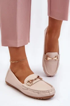 Loafersy Damskie|Mokasyny Damskie Skórzane>Boto Damskie Klasyczne Mokasyny Eko Skórzane Beżowe Demese